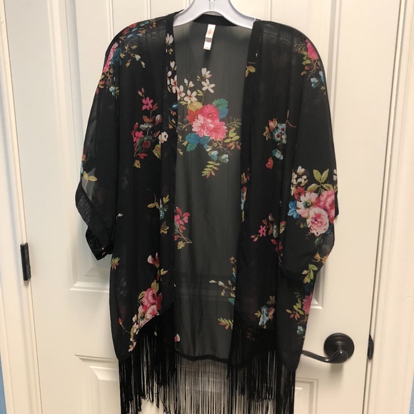Xhilaration Sweaters - Sheer Floral Fringe Cardigan Xhilaration  D1-1283